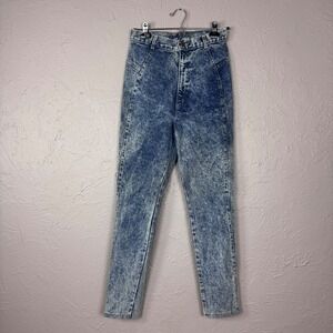 Vintage 80s women Acid Wash Jeans 26" waist x 28.5" length High Rise